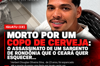 Arte jornalística FRONTE Brasil sobre a morte de Herbert Douglas em Iguatu
