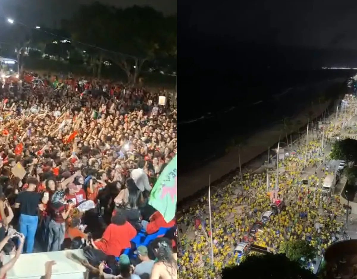 Apoiadores de Lula e Flávio Bolsonaro fazem atos no Recife; VÍDEO