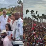 Apoiadores de Lula protestam em ato com Daniela Mercury, Gilberto Gil, Zélia Duncan, Liniker e outros artistas em Salvador