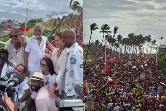 Apoiadores de Lula protestam em ato com Daniela Mercury, Gilberto Gil, Zélia Duncan, Liniker e outros artistas em Salvador
