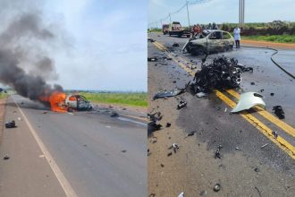 Batida frontal entre carro e moto deixa 3 mortos na SP-463 em Santo Antônio do Aracanguá