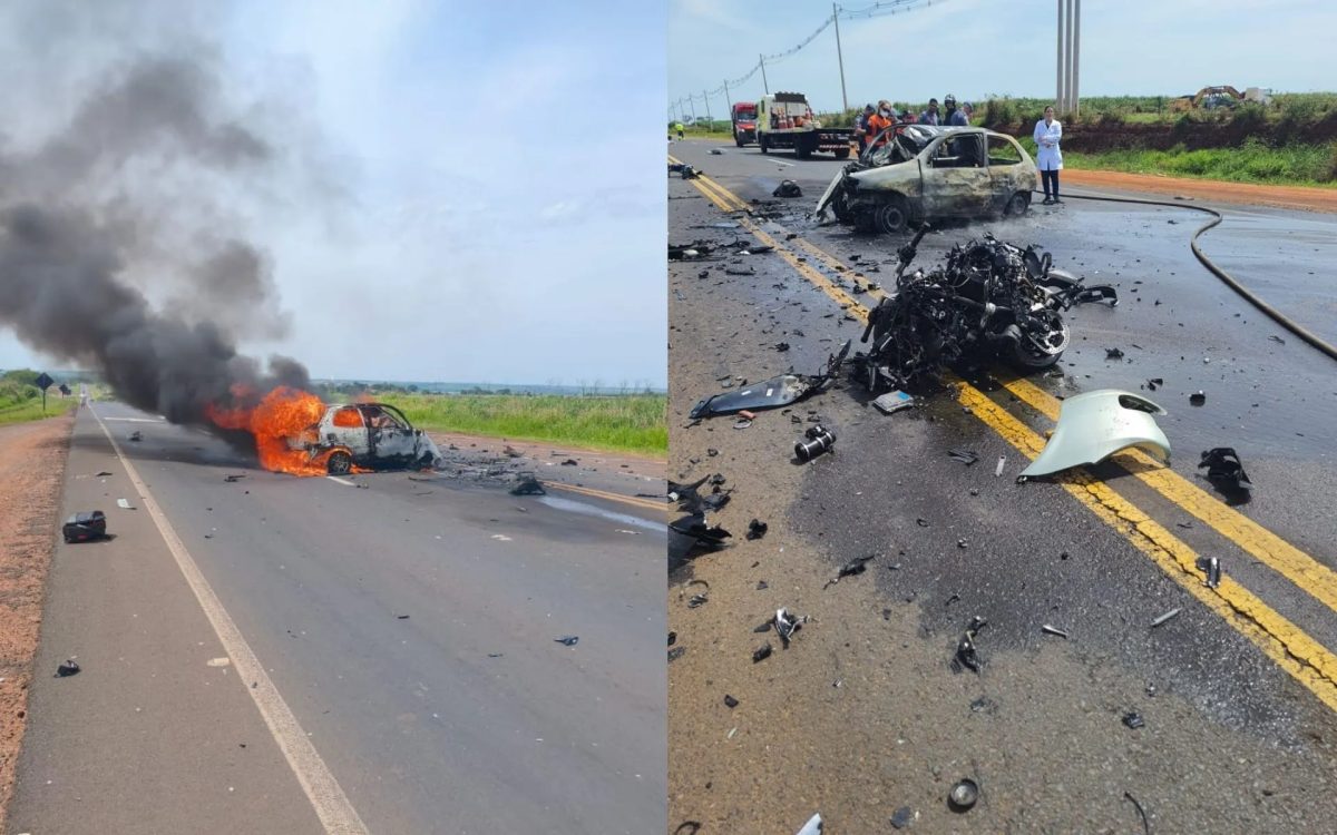 Batida frontal entre carro e moto deixa 3 mortos na SP-463 em Santo Antônio do Aracanguá