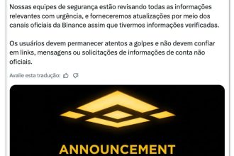 Binance congela US$ 2,54 bi após suspeita de ataque hacker