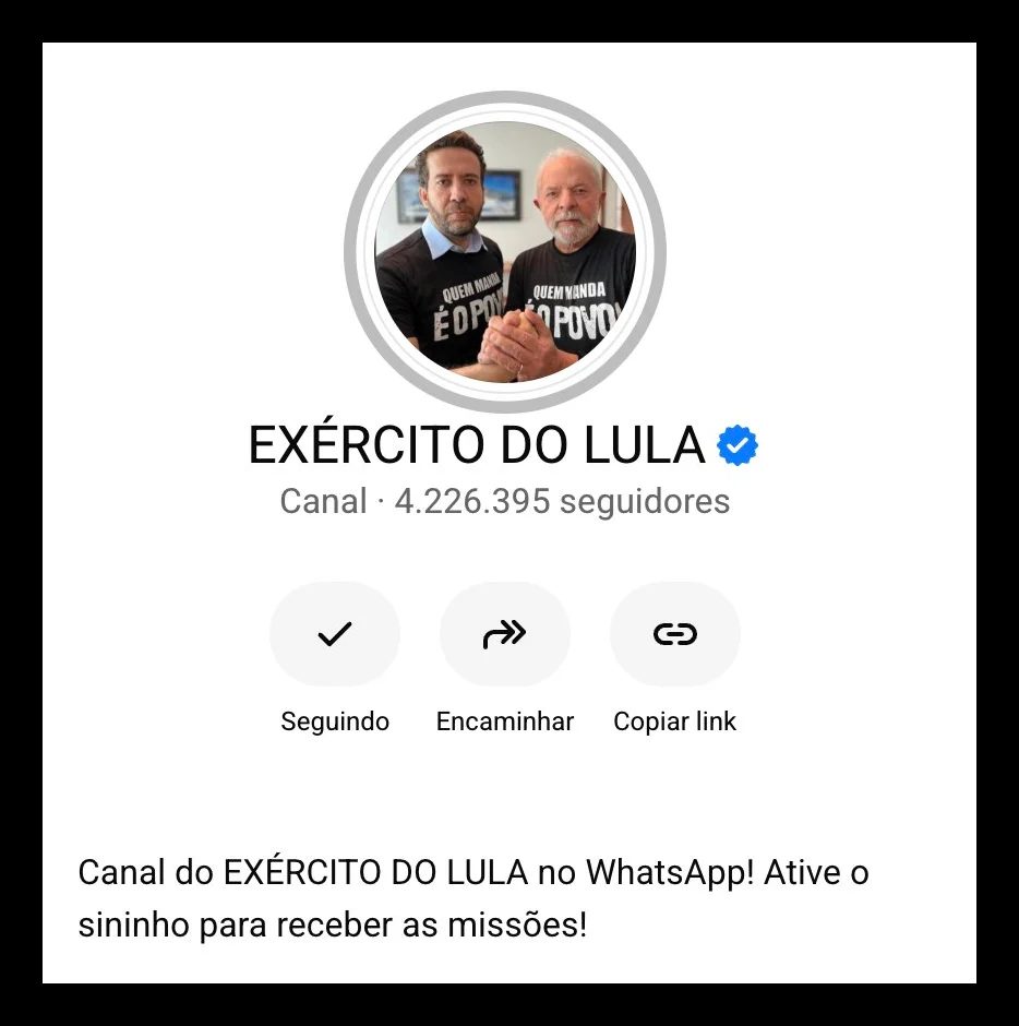 Canal “Exército do Lula” supera 4 milhões de seguidores no WhatsApp