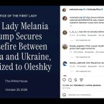 Casa Branca diz que Melania fechou cessar-fogo entre Rússia e Ucrânia