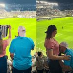 Casal anuncia gravidez durante jogo do Santos na Vila Belmiro e viraliza; VÍDEO