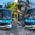 Colisão entre micro-ônibus e poste deixa feridos e atinge rede elétrica em Fortaleza