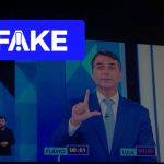 É #FAKE que Flávio Bolsonaro fez o 'L' durante debate da Globo; imagem foi fabricada com inteligência artificial