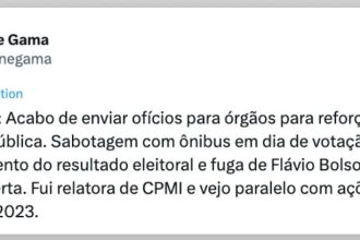 Eliziane Gama pede reforço de segurança em Brasília após eleição