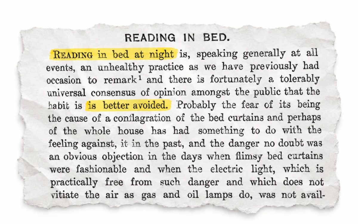 Em 1908, leitura de livros antes de dormir preocupava pesquisadores