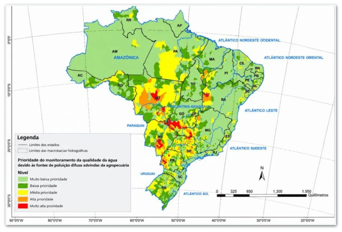 Estudo mapeia áreas mais vulneráveis à poluição difusa do agro