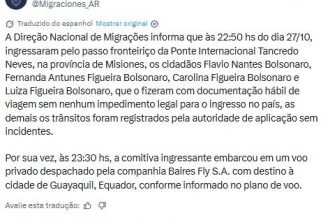 Flávio Bolsonaro e família cruzaram fronteira e seguiram em voo privado para o Equador, diz Migração argentina
