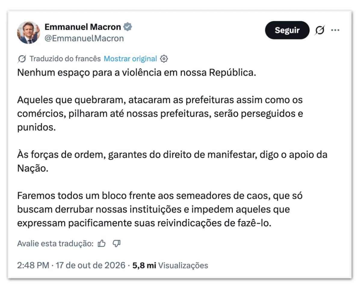 França prende ao menos 400 em protestos pelo país