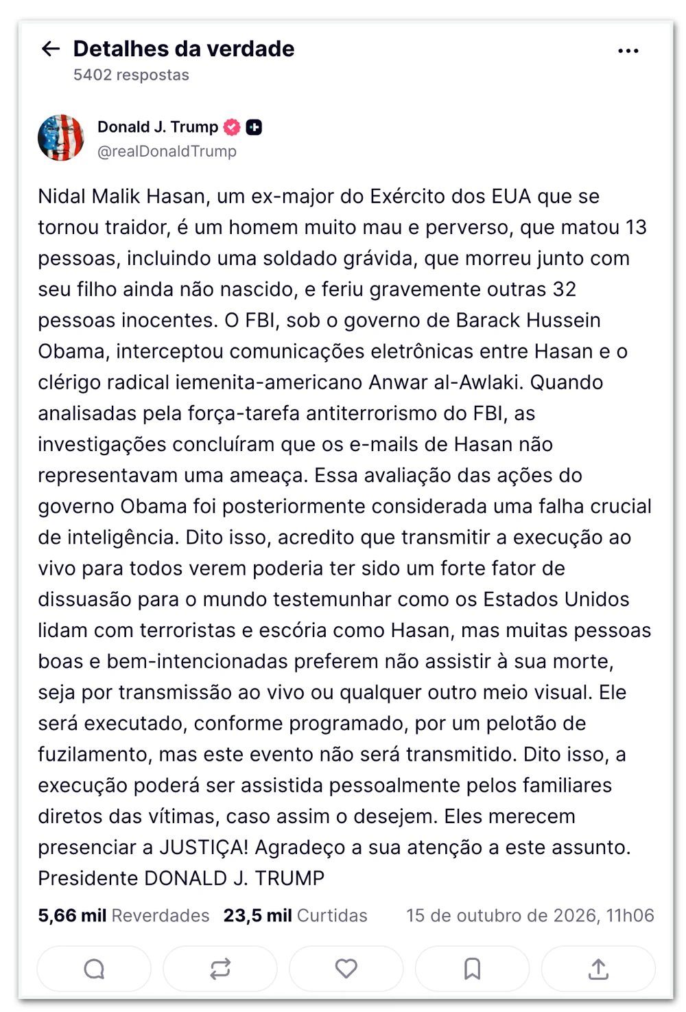 Governo dos EUA cancela transmissão de execução por fuzilamento
