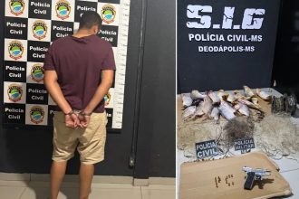 Homem é preso com dezenas de peixes proibidos, arma e munições em MS