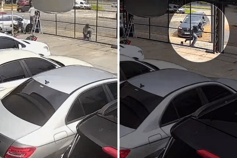 Homem se levanta um segundo antes de ser atropelado por carro desgovernado no interior de SP; VÍDEO