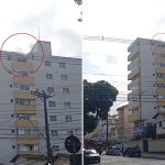 Incêndio atinge apartamento no oitavo andar de prédio em Santos; VÍDEO