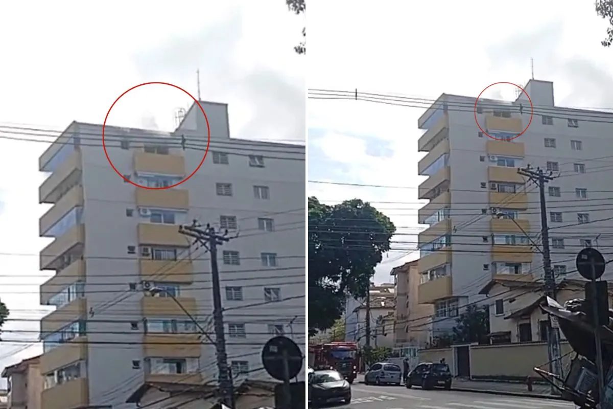 Incêndio atinge apartamento no oitavo andar de prédio em Santos; VÍDEO