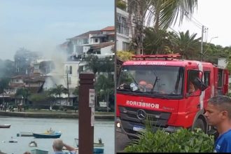 Incêndio atinge restaurante na Orla Bardot, em Armação dos Búzios