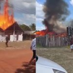 Incêndio destrói estrutura de festejo em povoado de Matões do Norte, no MA; VÍDEO