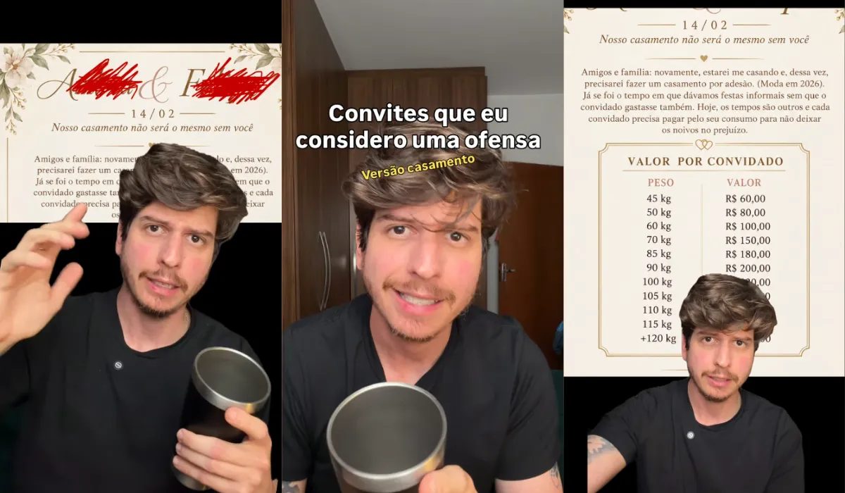 Influenciador do interior de SP viraliza ao ‘desmascarar’ regras absurdas em convites de casamento e festas