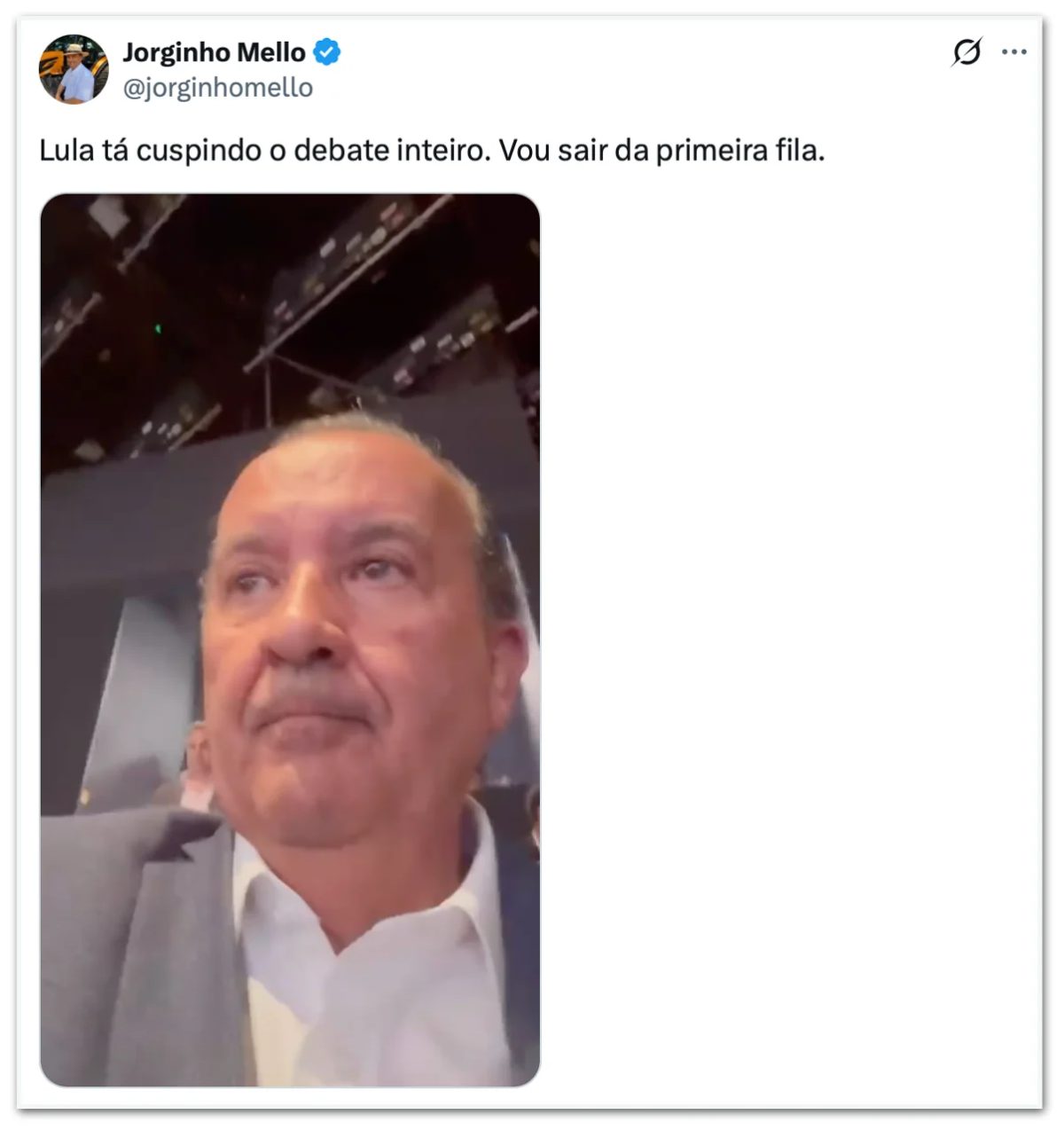 Jorginho diz que Lula está “cuspindo” e ameaça sair da 1ª fila