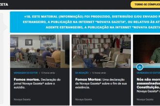 Jornal independente Novaya Gazeta fecha na Rússia