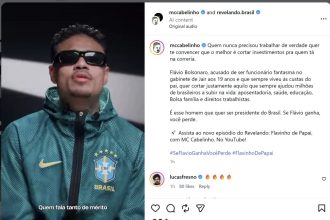 Meta derruba vídeo de MC Cabelinho sobre Flávio Bolsonaro às vésperas do 2º turno