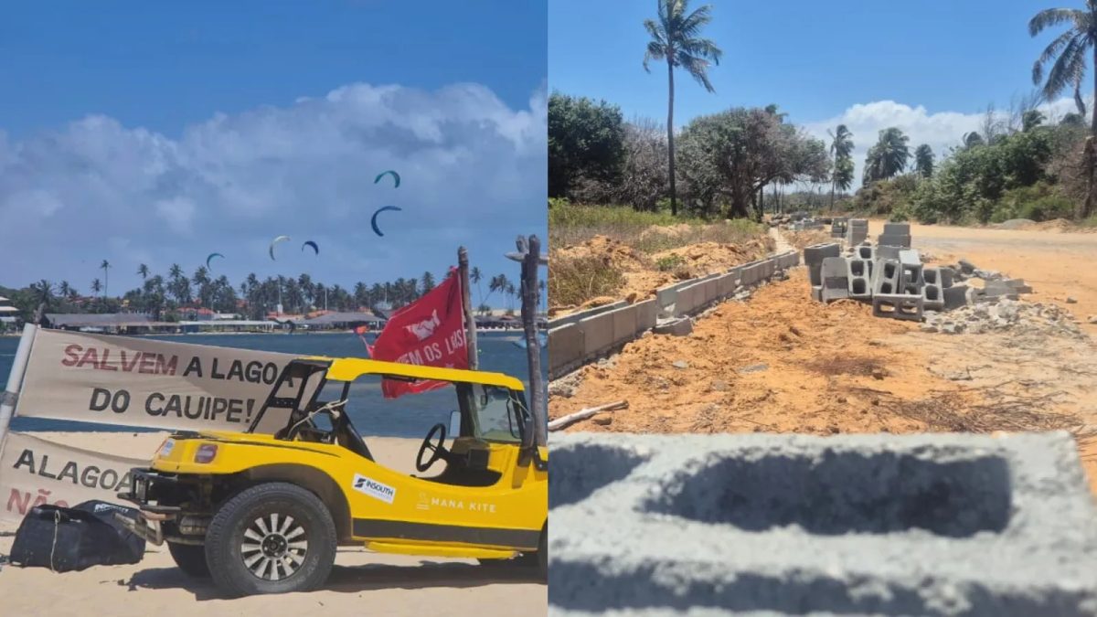 Moradores denunciam construção de muro em acesso à Lagoa do Cauípe, paraíso natural do Ceará, e obra é embargada