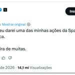 Musk diz que doará ações da SpaceX para crianças nos EUA