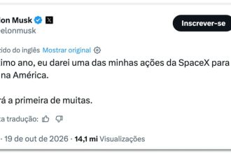 Musk diz que doará ações da SpaceX para crianças nos EUA