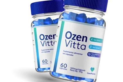 Frascos de suplemento alimentar OzenVitta, conforme apresentação comercial do produto