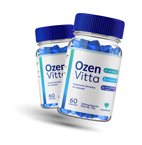 Frascos de suplemento alimentar OzenVitta, conforme apresentação comercial do produto
