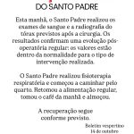 Papa Leão 14 volta a caminhar 1 dia após retirada de tumor no pulmão