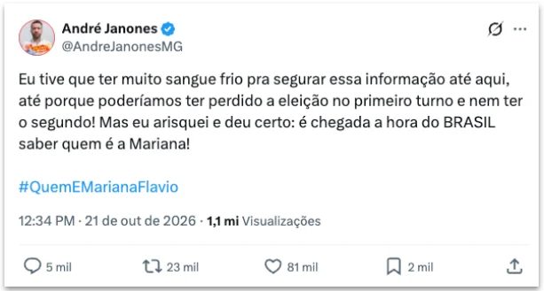 “Quem é Mariana?”: entenda a publicação de Janones sobre Flávio