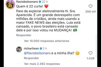 Richarlison questiona Flávio Bolsonaro sobre “ilha” em post