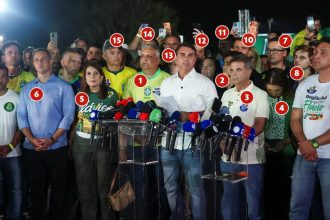 Só um dos 15 aliados que estavam ao lado de Flávio no discurso após eleição reproduziu carta nas redes; maioria se calou