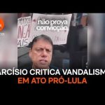Tarcísio critica vandalismo em ato pró-Lula; Boulos rebate imagem