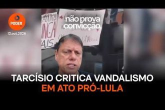 Tarcísio critica vandalismo em ato pró-Lula; Boulos rebate imagem