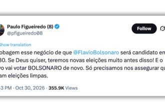 “Teremos novas eleições muito antes”, diz Figueiredo sobre Flávio em 2030