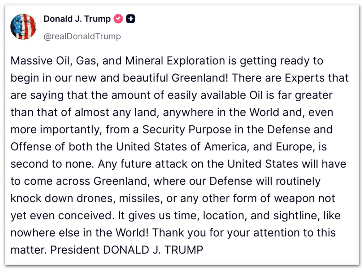 Trump anuncia exploração de petróleo, gás e minerais na Groenlândia