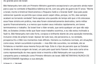 Trump declara apoio a Netanyahu nas eleições de Israel