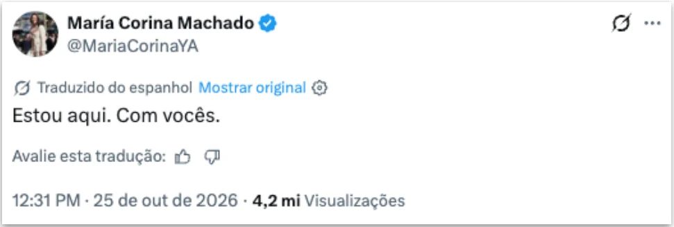 Trump diz desconhecer volta de María Corina e mostra apoio a Delcy