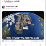 Trump posta imagem com Groenlândia como um porta-aviões dos EUA