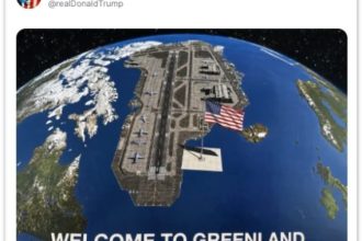 Trump posta imagem com Groenlândia como um porta-aviões dos EUA