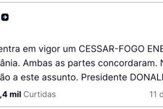 Ucrânia e Rússia concordaram com “cessar-fogo energético”, diz Trump