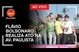 Veja imagens do ato de Flávio Bolsonaro na av. Paulista
