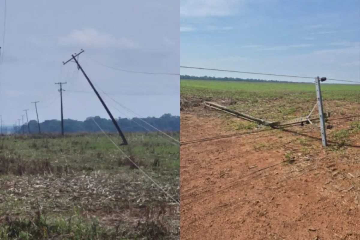 Ventos derrubam 9 postes e deixam moradores sem energia em MT