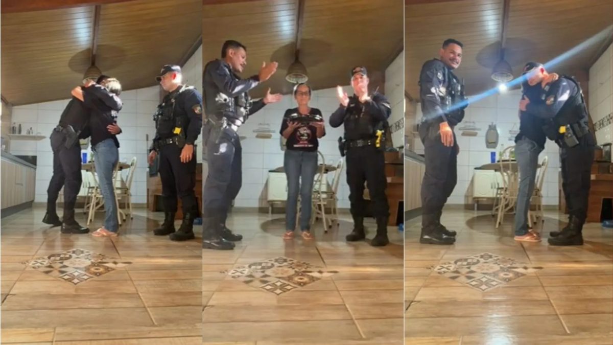 VÍDEO: moradora de MT ganha parabéns de policiais após ligar no 190 para pedir companhia no aniversário