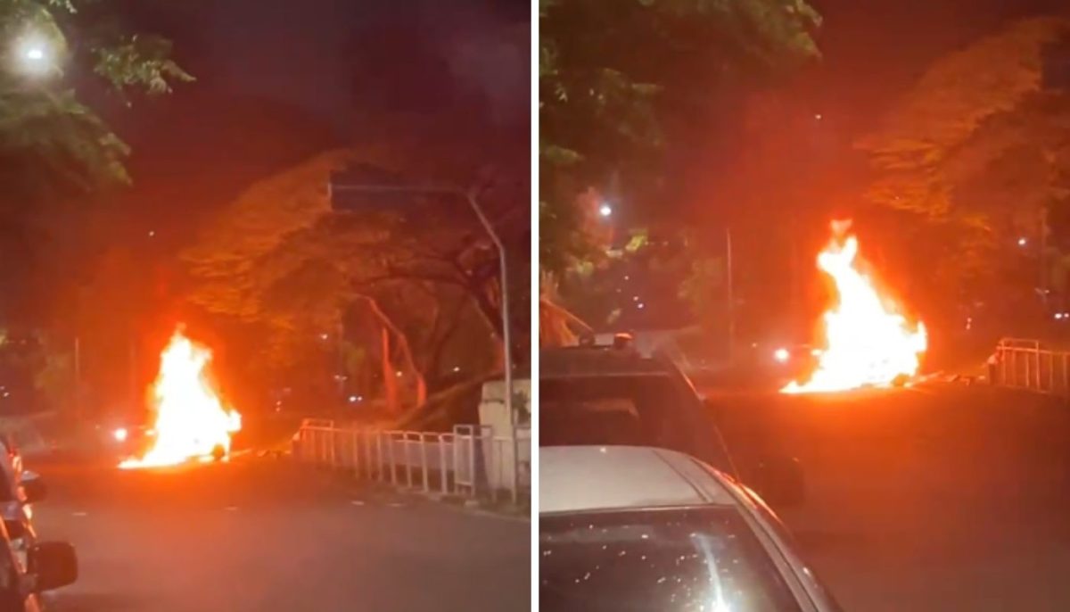 Vídeo mostra carro tomado pelas chamas próximo ao Hospital Mário Gatti, em Campinas